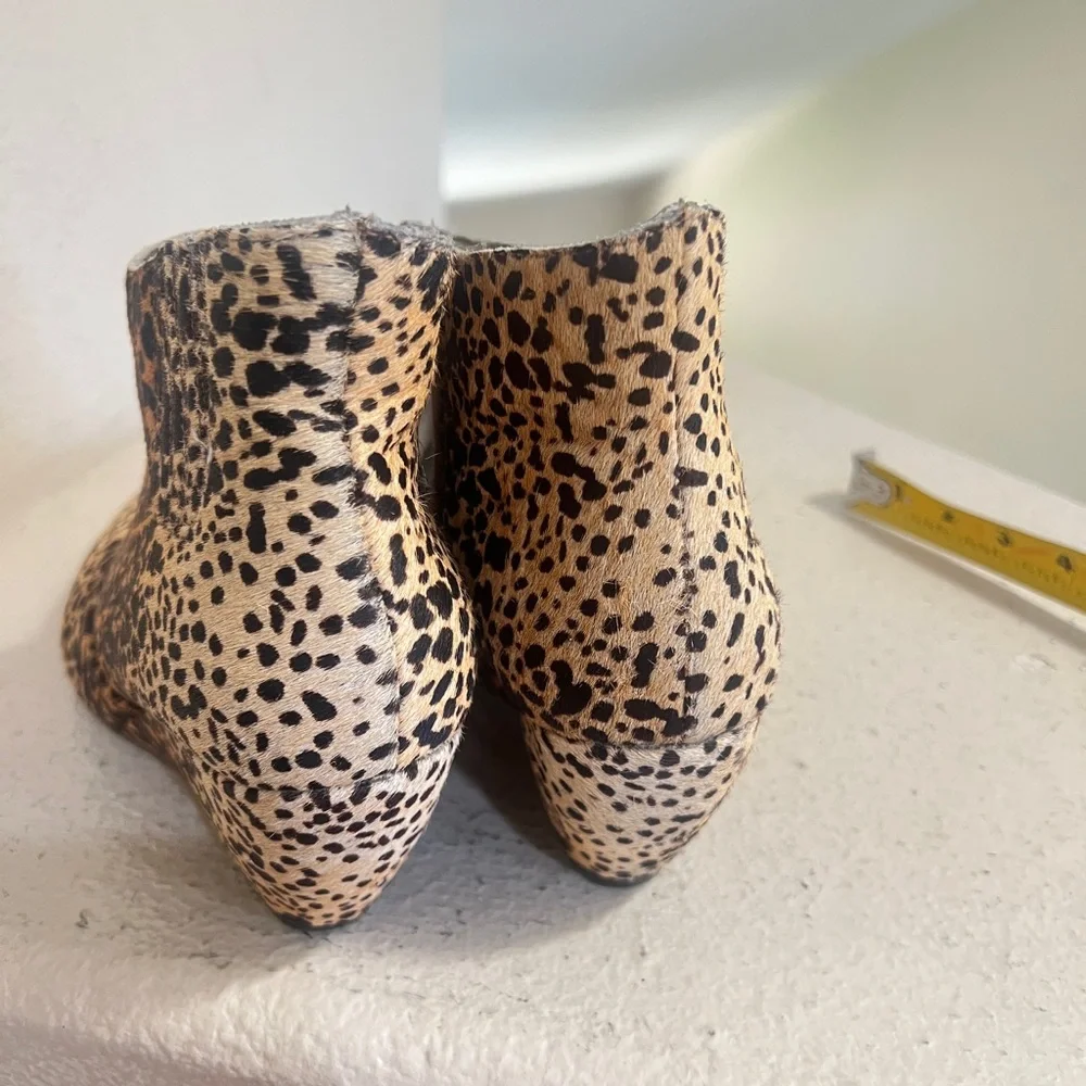 Matisse‎ Nugent Wedge Leopard Real Calf Hair Leather Ankle Boots Booties Sz 6.5
